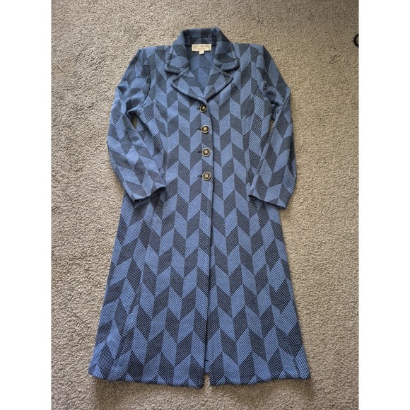 St. John Collection By Marie Gray - Wool Blue Long Coat - Size: 8 - Picture 1 of 8